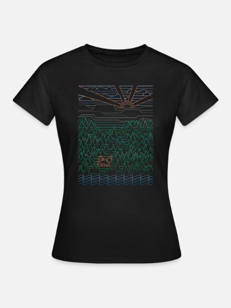 Fuchs & Wald (Landschaft) - Frauen T-Shirt - Schwarz