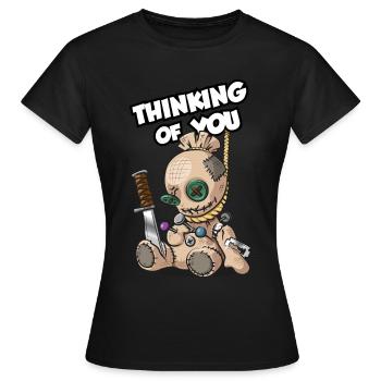 Poupée vaudou Penser à toi - T-shirt Femme - noir - Devant - AI Model Female 172 dark (172cm)