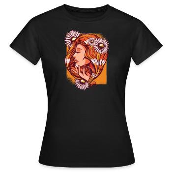 Beautiful flower girl - Women's T-Shirt - black - Front - AI Model Female 172 dark (172cm)
