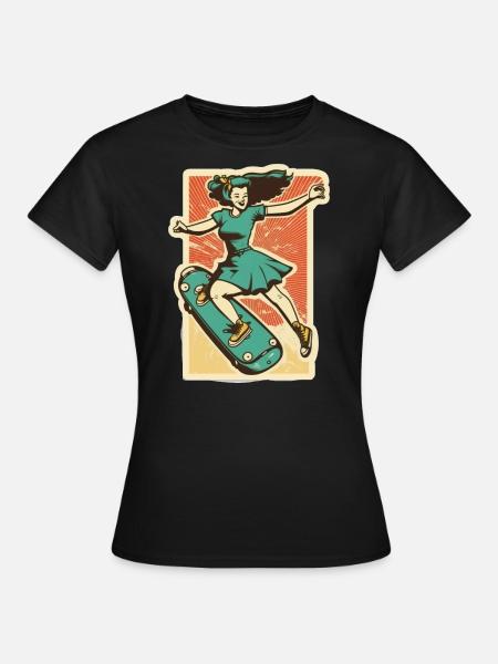 Skater-Mädchen - Frauen T-Shirt - Schwarz