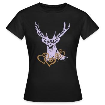 Hirschherz - Frauen T-Shirt - Schwarz - Vorne - AI Model Female 172 dark (172cm)