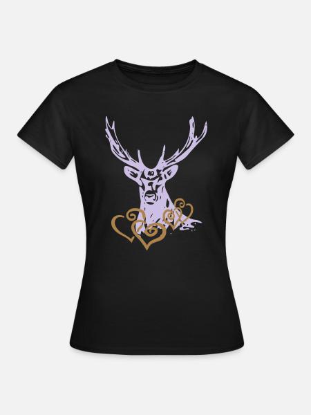 Hirschherz - Frauen T-Shirt - Schwarz