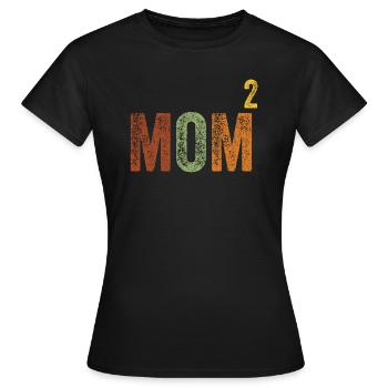 Mama Hoch Zwei Muttertag Retro Vintage - Frauen T-Shirt - Schwarz - Vorne - AI Model Female 172 dark (172cm)