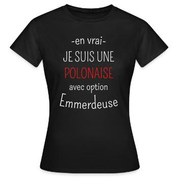 Polonaise avec option emmerdeuse - T-shirt Femme - noir - Devant - AI Model Female 172 dark (172cm)