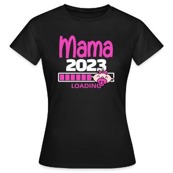 Mama 2023 loading - Frauen T-Shirt - Schwarz - Vorne - AI Model Female 172 dark (172cm)
