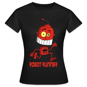 Le robot qui court - T-shirt Femme - noir - Devant - AI Model Female 172 dark (172cm)