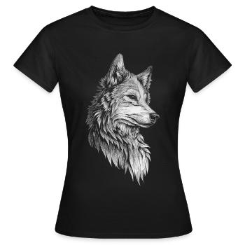 Wolf Kopf Realistisch - Frauen T-Shirt - Schwarz - Vorne - AI Model Female 172 dark (172cm)