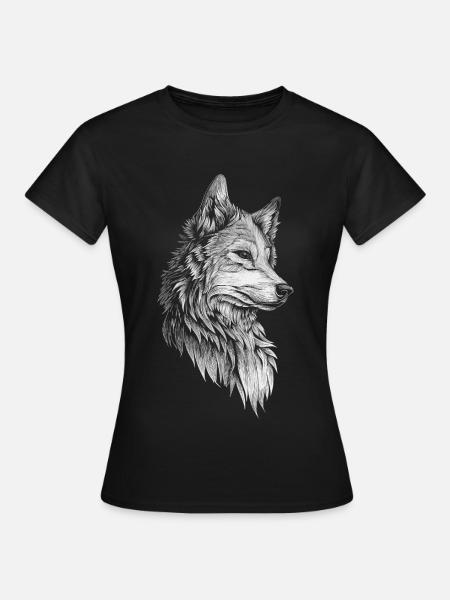 Wolf Kopf Realistisch - Frauen T-Shirt - Schwarz