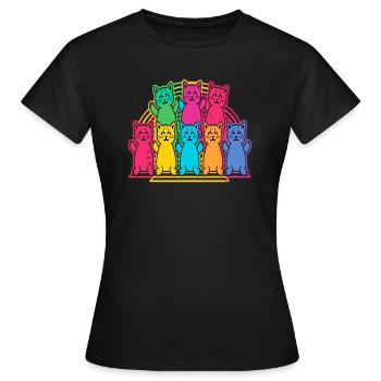 Rainbow Cat Rave Summer Festival - Women's T-Shirt - black - Front - AI Model Female 172 dark (172cm)