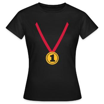 Gagnant - Champion - Médaille - T-shirt Femme - noir - Devant - AI Model Female 172 dark (172cm)