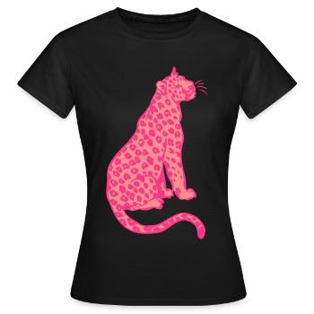 Sitting Leopard by Cheerful Madness!! - Women's T-Shirt - black - Front - AI Model Female 172 dark (172cm)