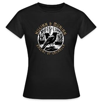 Walhalla Wikinger Raben Symbol - Huginn & Muninn - Frauen T-Shirt - Schwarz - Vorne - AI Model Female 172 dark (172cm)