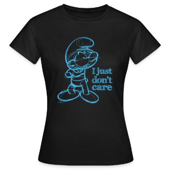 Schtroumpfs Design Avec Citation Je M'en Fous - T-shirt Femme - noir - Devant - AI Model Female 172 dark (172cm)