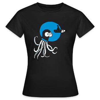 seiche rencontre sous-marin, mer, plongée, bateau - T-shirt Femme - noir - Devant - AI Model Female 172 dark (172cm)