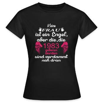 Frau Engel 1983 - Frauen T-Shirt - Schwarz - Vorne - AI Model Female 172 dark (172cm)
