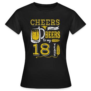 18 years / years: Cheers and Beers gift - Women's T-Shirt - black - Front - AI Model Female 172 dark (172cm)