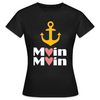 Moin Herz Anker Bas allemand - T-shirt Femme - noir - Devant - AI Model Female 172 dark (172cm)