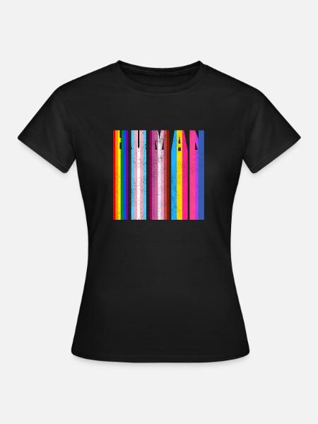 HUMAN in LGBTQ Flagge Farben - LGBTQ Flagge - Frauen T-Shirt - Schwarz