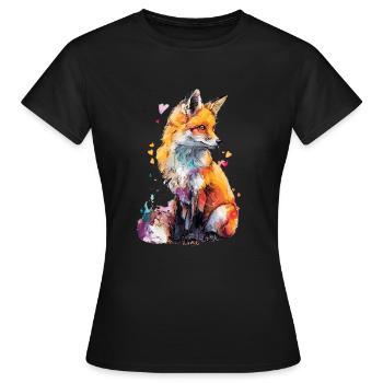 Neugieriger Fuchs in Aquarell - Frauen T-Shirt - Schwarz - Vorne - AI Model Female 172 dark (172cm)