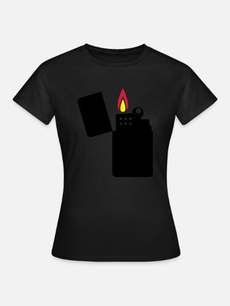 feuerzeug_02 - Frauen T-Shirt - Schwarz