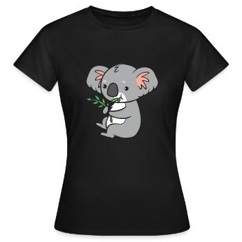 Koala - eats eucalyptus - Women's T-Shirt - black - Front - AI Model Female 172 dark (172cm)
