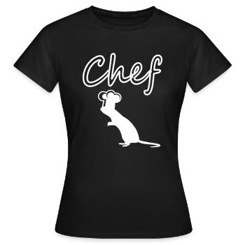 Chefkoch Comicfigur Ratte mit Kochmütze Geschenk - Frauen T-Shirt - Schwarz - Vorne - AI Model Female 172 dark (172cm)