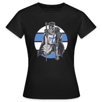 Chevalier Bleu Blanc Templerorden Moyen Âge armure - T-shirt Femme - noir - Devant - AI Model Female 172 dark (172cm)