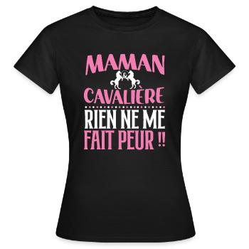 Maman et cavalière. Cadeau pour cavalière - T-shirt Femme - noir - Devant - AI Model Female 172 dark (172cm)