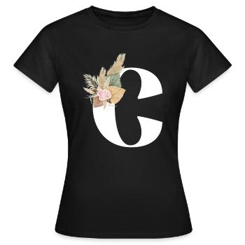 lettre C fleuris - T-shirt Femme - noir - Devant - AI Model Female 172 dark (172cm)