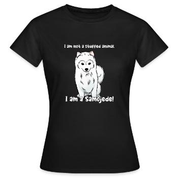 Ich bin kein Kuscheltier. Ich bin ein Samojede! - Frauen T-Shirt - Schwarz - Vorne - AI Model Female 172 dark (172cm)