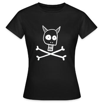 Crâne avec cornes de diable - T-shirt Femme - noir - Devant - AI Model Female 172 dark (172cm)