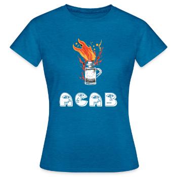 ACAB - Frauen T-Shirt - Antikblaues Saphir meliert - Vorne - AI Model Female 172 dark (172cm)