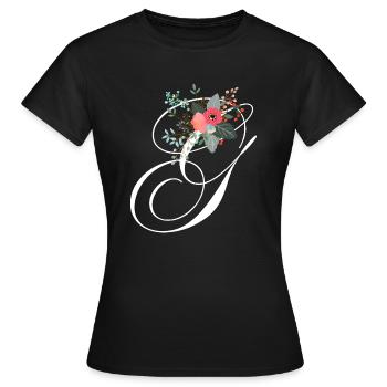 Buchstabe g blumig - Frauen T-Shirt - Schwarz - Vorne - AI Model Female 172 dark (172cm)