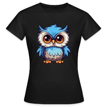 Süße Eule mit großen Kulleraugen - Frauen T-Shirt - Schwarz - Vorne - AI Model Female 172 dark (172cm)