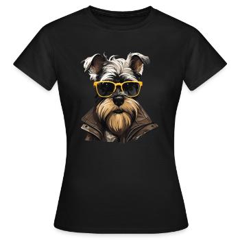 Streetwear Whiskers: miniature schnauzer style - Women's T-Shirt - black - Front - AI Model Female 172 dark (172cm)
