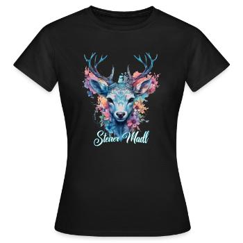 Fille de Styrie avec cerf Styria Design - T-shirt Femme - noir - Devant - AI Model Female 172 dark (172cm)