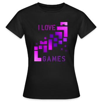 I love games - Women's T-Shirt - black - Front - AI Model Female 172 dark (172cm)