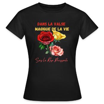 "Les Roses, un symbole de la beauté de la vie" - T-shirt Femme - noir - Devant - AI Model Female 172 dark (172cm)