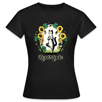 Zen Mode Kitty Cat - Women's T-Shirt - black - Front - AI Model Female 172 dark (172cm)