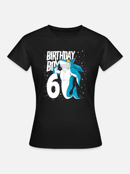 Regalo di compleanno Boys Shark di 6 anni - T-shirt dam - svart