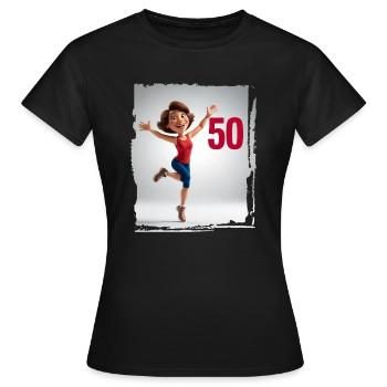 Femme heureuse dans ses 50 ans - T-shirt Femme - noir - Devant - AI Model Female 172 dark (172cm)