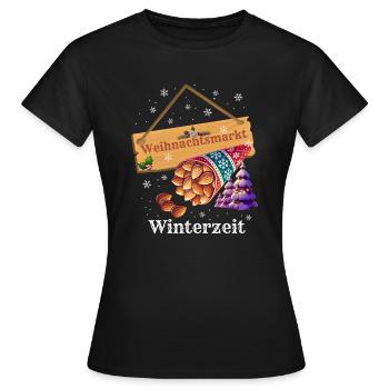 Weihnachtsmarkt - Winterzeit - Frauen T-Shirt - Schwarz - Vorne - AI Model Female 172 dark (172cm)