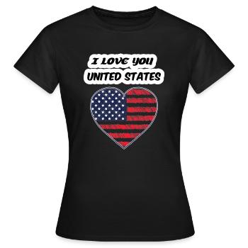 T-shirt I LOVE YOU UNITED STATES 2025 - T-shirt Femme - noir - Devant - AI Model Female 172 dark (172cm)