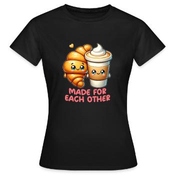 Cappuccino et croissants - T-shirt Femme - noir - Devant - AI Model Female 172 dark (172cm)