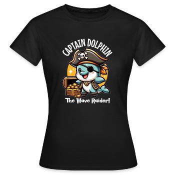 Pirate Dolphin Wave Raider - Women's T-Shirt - black - Front - AI Model Female 172 dark (172cm)