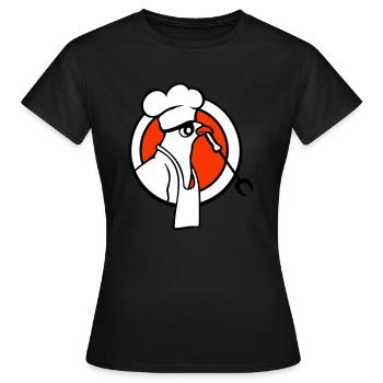 Oiseau griller des saucisses griller délicieusement manger des saucisses - T-shirt Femme - noir - Devant - AI Model Female 172 dark (172cm)