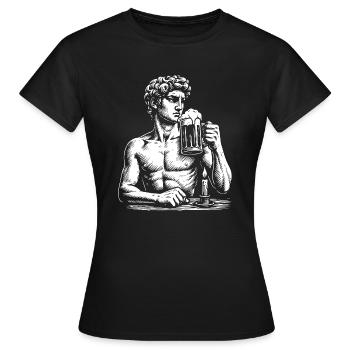 David sculpture by Michelangelo drinks beer - Women's T-Shirt - black - Front - AI Model Female 172 dark (172cm)