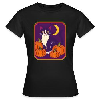 Smoking encadré Cat Moon - T-shirt Femme - noir - Devant - AI Model Female 172 dark (172cm)
