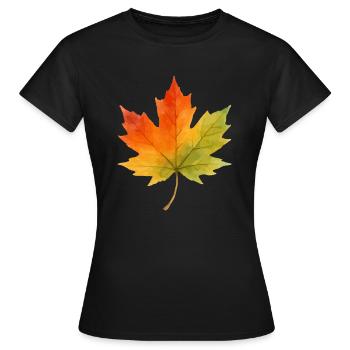 Leaf Maple Leaf Watercolor 1 - Women's T-Shirt - black - Front - AI Model Female 172 dark (172cm)