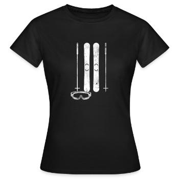 Les skieurs skis ski de ski d'hiver cadeau - T-shirt Femme - noir - Devant - AI Model Female 172 dark (172cm)